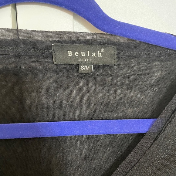 Beulah Black Mesh V-Neck Blouse - Picture 2 of 3